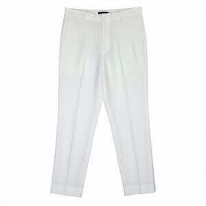 DONNA KARAN White Flat Front Pants Size 14 Slacks Trousers Lined Straight Leg